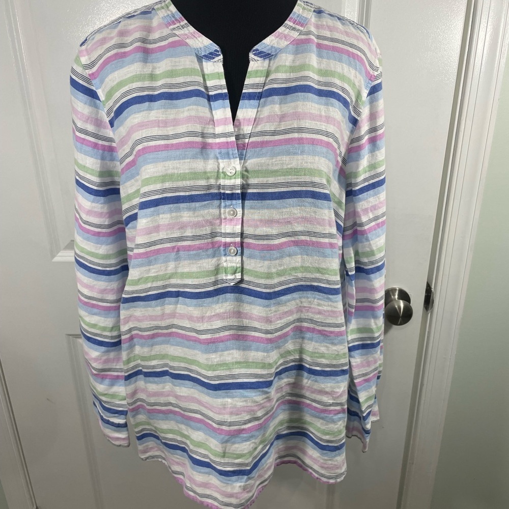 Talbots Striped Long Sleeve Shirt  Size XL CB-114
